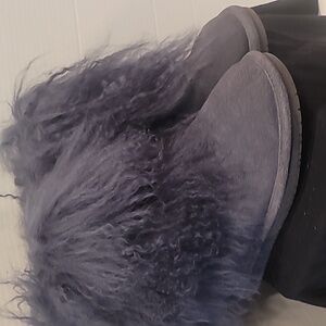 Womens Bearpaw Boo Lamb Fur Boots Gray Size 9